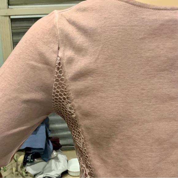 Renaissance Style Top Sz XL Festival Blush Nude Color Crocheted Long Sleeves NEW - Picture 13 of 14